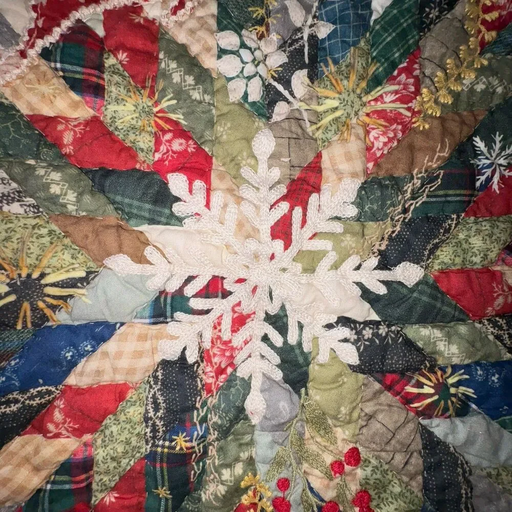 Pottery Barn Winter Wreath Quilted Euro Pillow Sham Christmas Embroidered 26x26